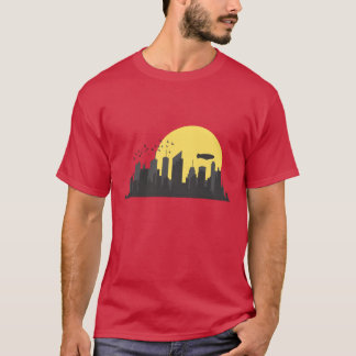 ツェッペリン建造都市のシルエット スカイライン フレンド Tシャツ