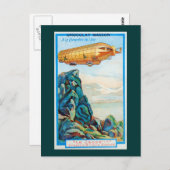 ツェッペリン飛行船とショコラ・マソン広告 ポストカード (正面/裏面)