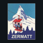 ツェルマットのスキー場でカップル、ヴィンテージ旅行 ポストカード<br><div class="desc">ツェルマット、ヴィンテージ旅行ポストカードのスキーリフトにカップル</div>