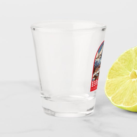 ツェルマットスイスイラストレーショントラベルアートレトロ ショットグラス (左)