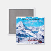 ツェルマットスイススイスアルプス冬水カラー マグネット (正面/裏面)