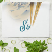 ツェルマットスイスヴィンテージスキーポスター キッチンタオル (折り畳み)