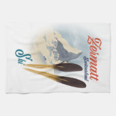 ツェルマットスイスヴィンテージスキーポスター キッチンタオル (横)