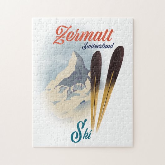 ツェルマットスイスヴィンテージスキーポスター ジグソーパズル (縦)