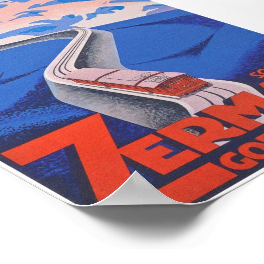 ツェルマットスイスヴィンテージ列車旅行 ポスター (角)