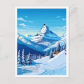 ツェルマットスイスヴィンテージ旅行イラストレーション ポストカード (正面)