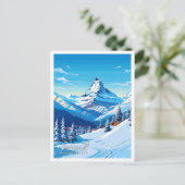 ツェルマットスイスヴィンテージ旅行イラストレーション ポストカード (スタンド正面)