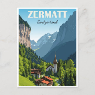 ツェルマットスイスヴィンテージ旅行山のピーク ポストカード