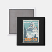 ツェルマットスイス冬スキースノーボーディングスキー マグネット (正面/裏面)