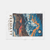 ツェルマットスイスMatterhornトラベルアートヴィンテージ フリースブランケット (正面(横))