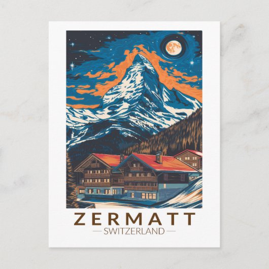 ツェルマットスイスMatterhornトラベルアートヴィンテージ ポストカード (正面)