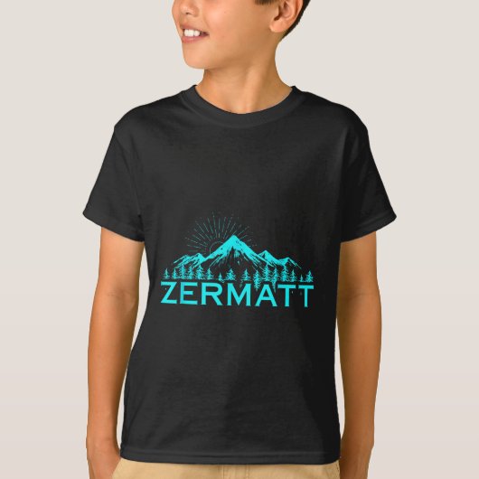 ツェルマット山 アルプスキー スイスアルプス スイス Tシャツ (正面)