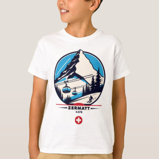 ツェルマット4478 - プロブレムホルンでスキーを楽しむ Tシャツ