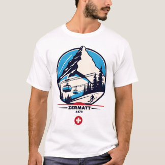 ツェルマット4478 - プロブレムホルンでスキーを楽しむ Tシャツ