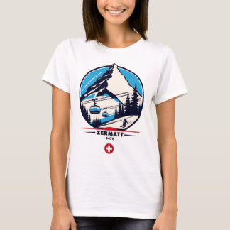 ツェルマット4478 - プロブレムホルンでスキーを楽しむ Tシャツ