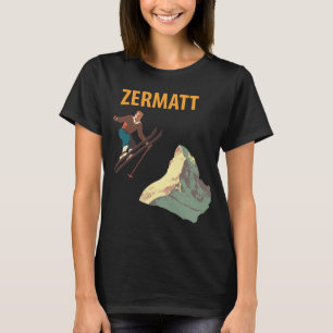 ツェルマット スイス スキー レトロ トラベル Tシャツ