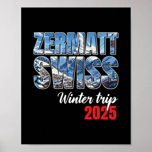 ツェルマット スイス 冬の旅 2025 スイス スキー アルプ ポスター (正面)