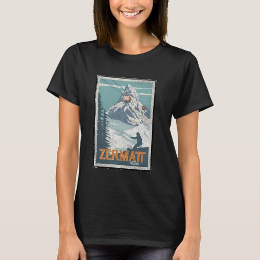 ツェルマット スイス 冬 スキー スノーボード Tシャツ (正面)