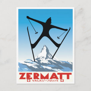 ツェルマット、ヴァレ、スイス、スキー ポストカード