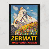 ツェルマット、山のピーク、スイスのヴィンテージ旅行 ポストカード (正面)