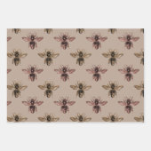 ツエレガントーペ、黒、赤面ピンクの蜂をテーマにした ラッピングペーパーシート (正面3)