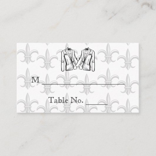 ツキシードグルーミング結婚ゲイ座席表 プレイスカード (正面)