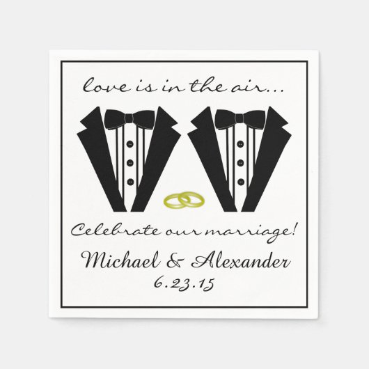 ツキシード結婚の スタンダードカクテルナプキン (正面)