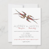 ツキスをするバロ&カラフル春の花結婚ズ 招待状 (正面)