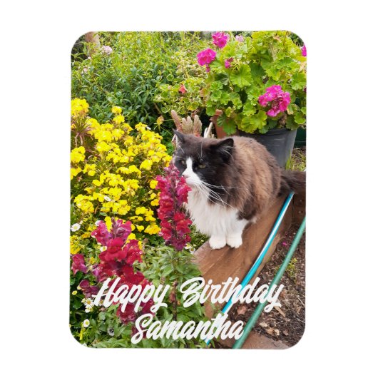 ツキセド猫の花猫の匂い誕生日磁石 マグネット (縦)