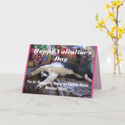 ツキセド猫メおもしろいキシカンかわいいバレンタインデー カード (黄色い花)