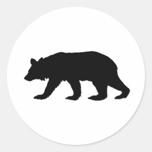 ツキノワグマのシルエット ラウンドシール