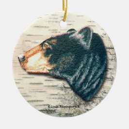 ツキノワグマの樺の木吠え声の芸術 セラミックオーナメント