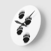 ツキノワグマの足のプリント ラウンド壁時計 (傾斜)