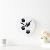 ツキノワグマの足のプリント ラウンド壁時計 (ホーム)