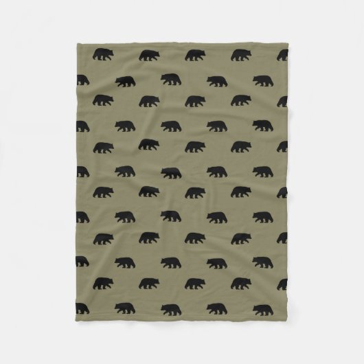 ツキノワグマはパターンのシルエットを描きます フリースブランケット (正面)