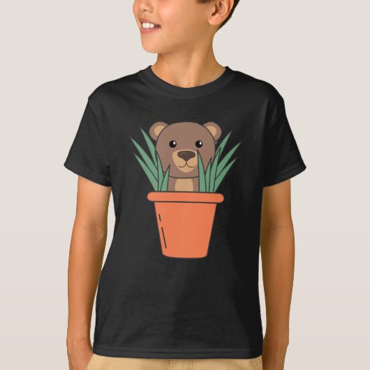 ツキノワグマ植木鉢 Tシャツ (正面)