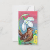 ツグミ & スノードロップ & 春 ノートカード (裏面)