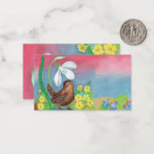 ツグミ & スノードロップ & 春 ノートカード (正面/裏面インサイチュ)