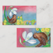 ツグミ & スノードロップ & 春 ノートカード (正面/裏面)