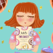 ツスイートドーナツウォーターカラーガールズ誕生日 招待状