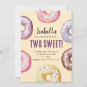 ツスイートドーナツウォーターカラーガールズ誕生日 招待状 (正面)