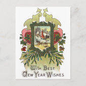 ツタとヤドリギのヴィンテージ新年 シーズンポストカード (正面)