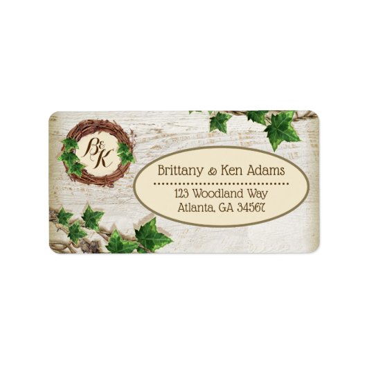 ツタとヤナギ結婚の住所 シール (正面)