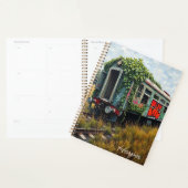 ツタと落書きで覆われた廃れた列車 プランナー手帳 (ディスプレー)
