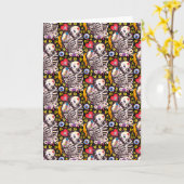 ツタの恋人たち、恋人の骸骨が抱擁 カード (黄色い花)