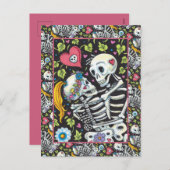 ツタの恋人たち、恋人の骸骨が抱擁 シーズンポストカード (正面/裏面)