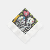 ツタの恋人たち、恋人の骸骨が抱擁 縁ありカクテルナプキン (角)