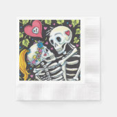 ツタの恋人たち、恋人の骸骨が抱擁 縁ありカクテルナプキン (正面)