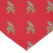 ツタの葉とロビンクリスマスを持つ季節のデザイン テーブルクロス (アングル)