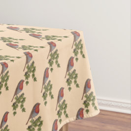 ツタの葉の野鳥にとりついてクリスマスを過ごしたロビン テーブルクロス